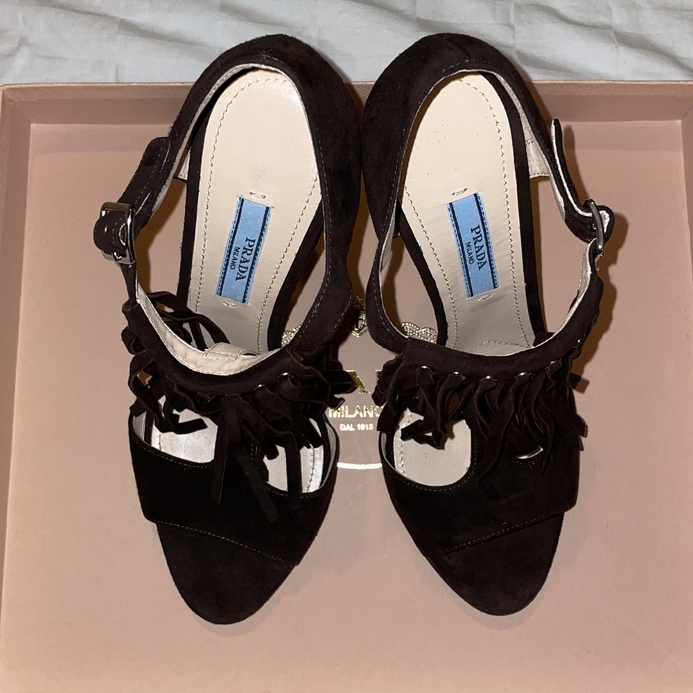 PRADA CALZATURE DONNA CAMOSCIO MORO 37 - Picture 6 of 13